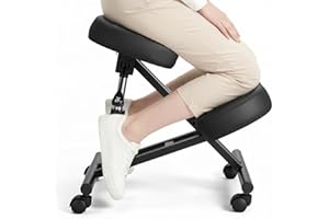 VEVOR Ergonomic Kneeling Chair with Wheels, Mobile X-Shaped Posture Knee Chair with Adjustable Height & Thick Foam Cushions f