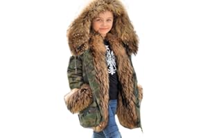 Aofur Kids Boys Fashion Hooded Fur Coat Fleece Lining Jacket Outdoor Trench Parka Warm Thick Winter Anorak Outwear