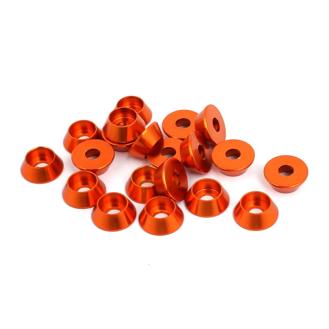 Sourcingmap M4 Aluminium Alloy Engine Bay Hatch Lid Bumper Washer Orange 20pcs