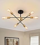 MEIXISUE Black and Gold Semi Flush Mount Ceiling