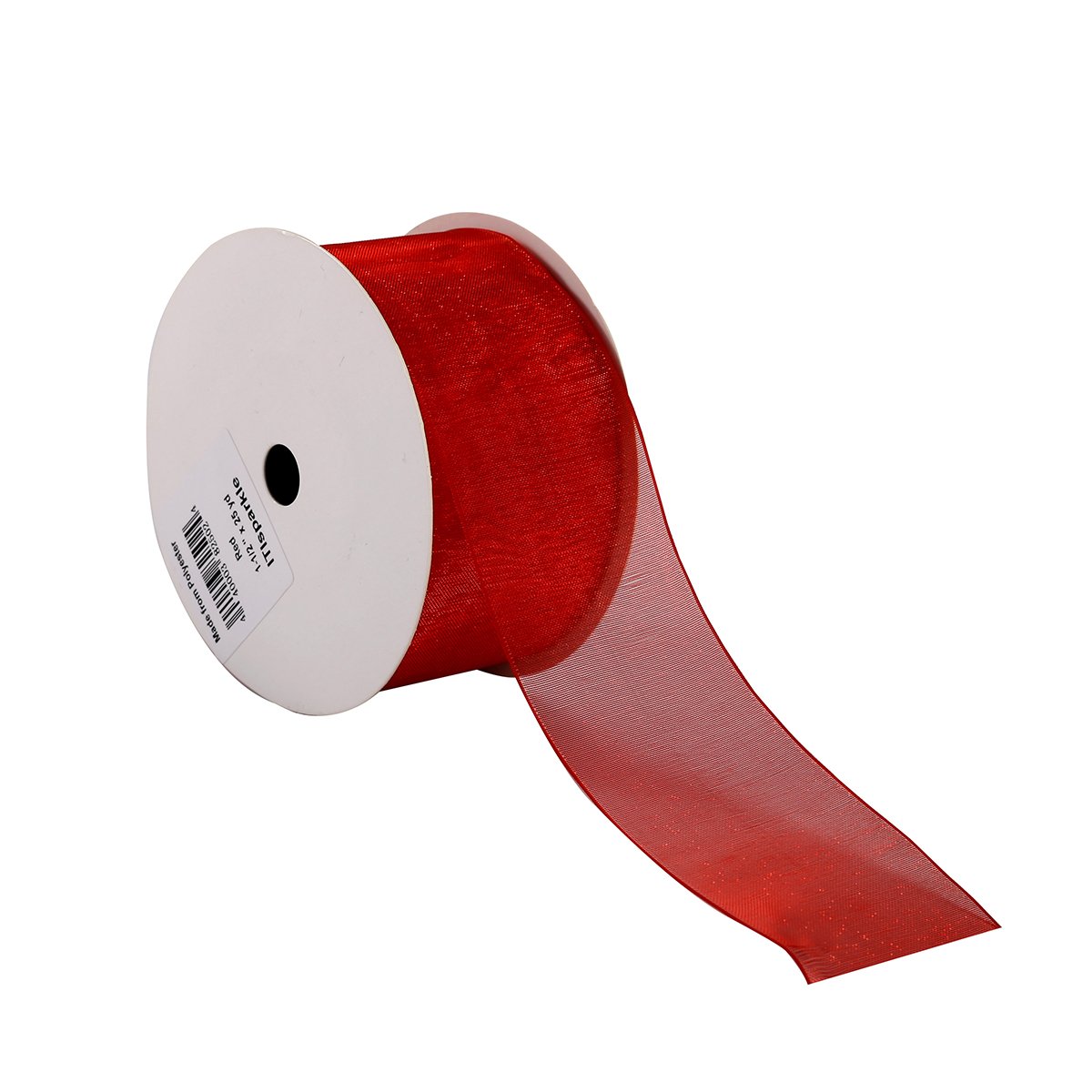 ITIsparkle 11/2" Inch Organza Ribbon 25 Yards-Roll, Red