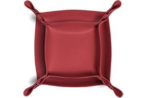 Aitoubil 2 Pack (Size:9.84"&7.87") PU Leather Jewelry Valet Tray,Portable Entryway Table Nightstand Desk Tray Catchall Travel