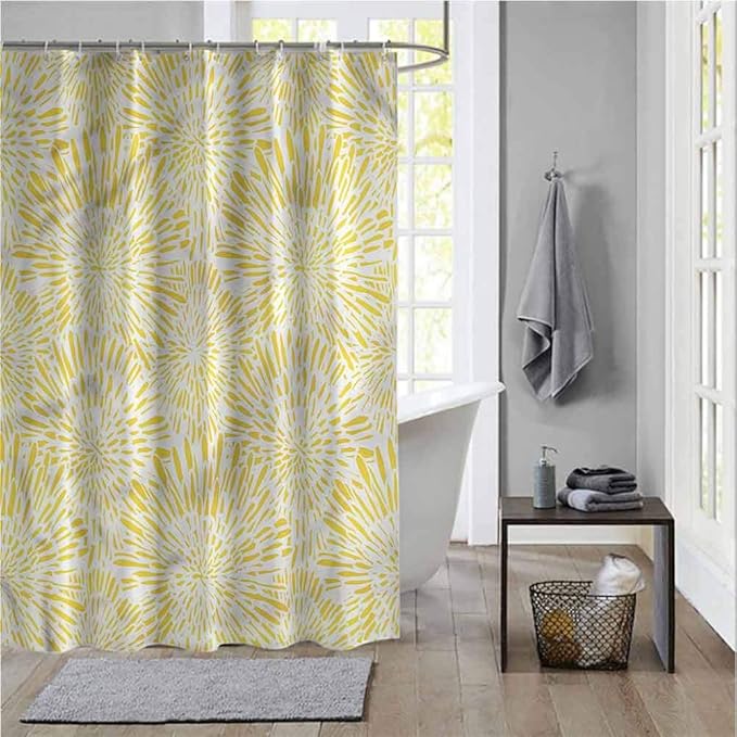 ScottDecor Yellow Shower Curtain in Master Bathroom