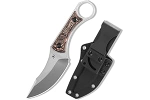 KANSEPT Niko Fixed blade Knife with Sheath, 3.54'' Stonewashed D2 Sharp Blade and Copper Carbon Fiber Handle, Adjustable Kydex Sheath for EDC, Fixed Knifes for Camping Hiking Fishing G004A5