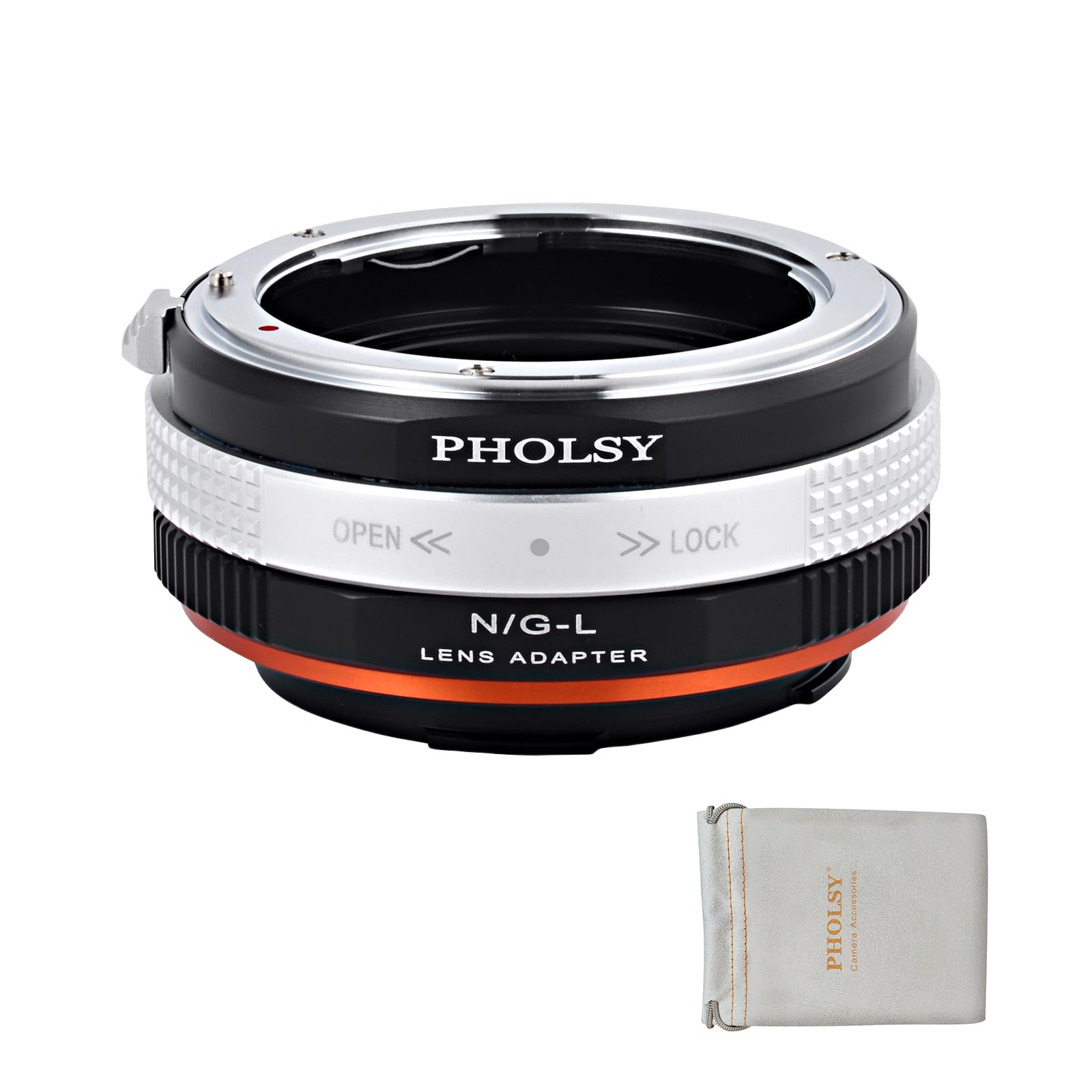 PHOLSY Lens Mount Adapter with Aperture Control Ring Compatible with Nikon G (F AI AIS D AFS) Lens to Leica L Camera Body Compatible with Leica SL2, SL2-S, CL, TL2, Lumix S5, S1, BS1H, SIGMA fp, fp L