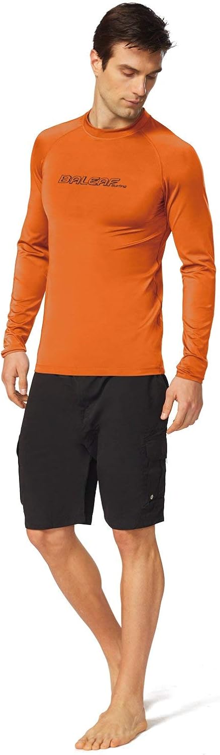 BALEAF Men's Long Sleeve Rashguard UPF 50+ Swim Rash Guard Water Shirts for Surfing Diving Kayaking: Clothing