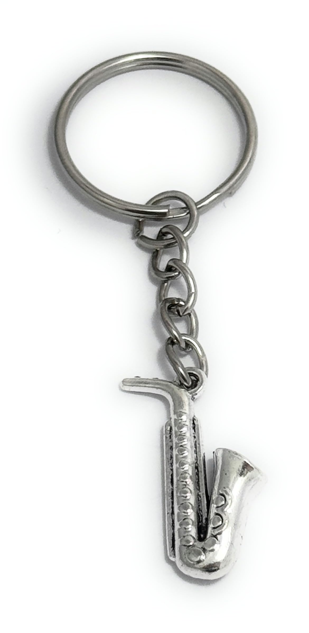 FizzyButton Gifts Saxophone Charm Keyring Key Ring with Silver Tone Keychain