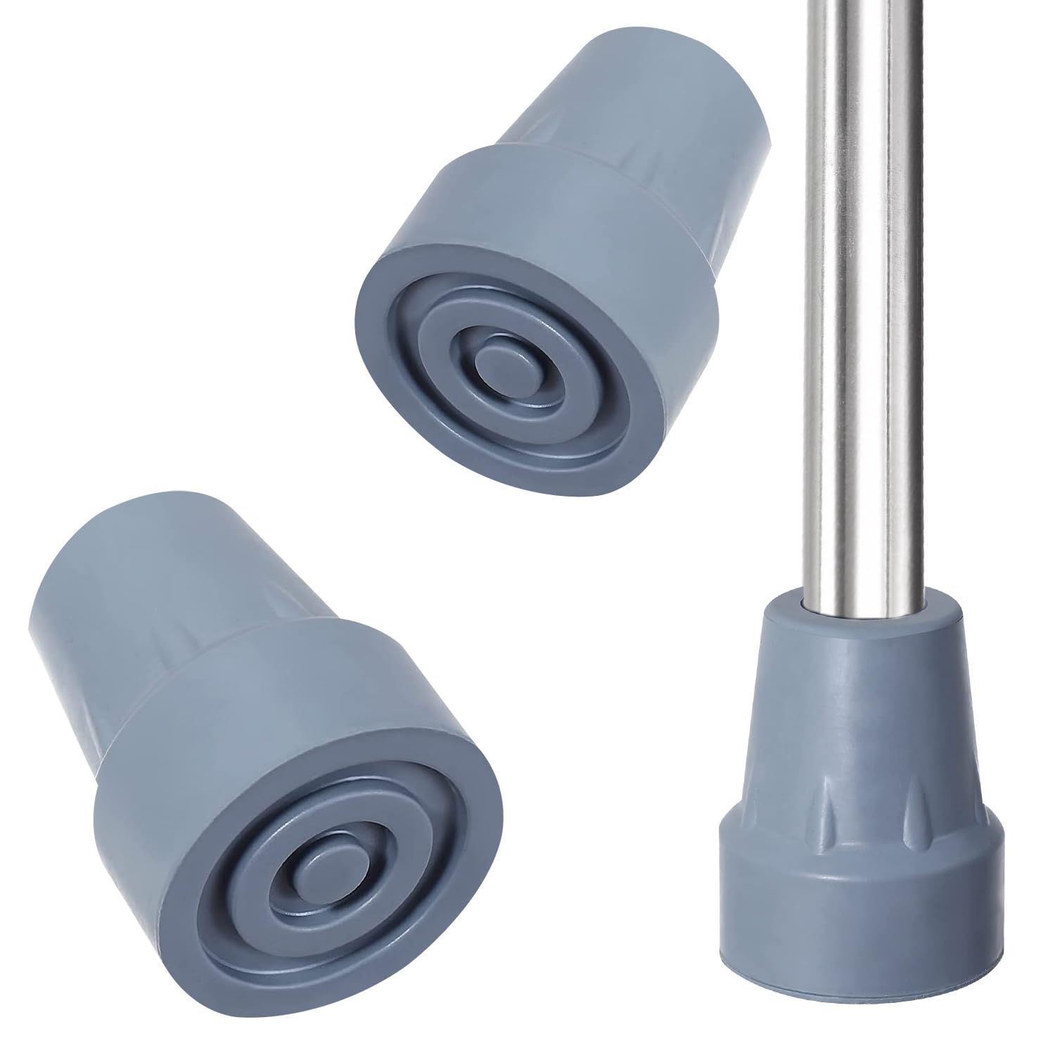 Photo 1 of Crutch Tips, Premium 7/8 inch Heavy Duty Rubber Crutch Tips Replacement non slip Rubber Cane Tips, Gray. 2 Pack