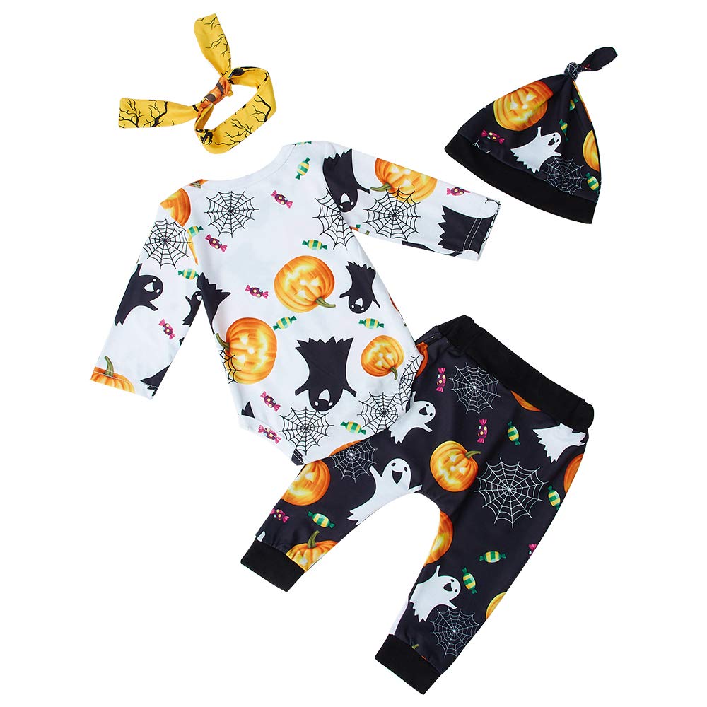 RAISEVERN Baby Rompers + Pantalones Largos + Bandas para la Cabeza Ropa para recién Nacidos Niños Conjuntos de niñas 0-18 Meses Trajes de bebés para Tops Trajes de niños Sombreros para