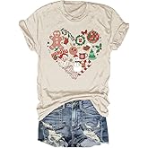 Beopjesk Women's Buffalo Plaid Tees Casual Short Sleeve Merry Letter Printed Graphic Blouse Tops