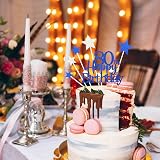 Pargleev Glittery 80th Cake Topper Blue Star Cupcake Toppers Eighty Years Old view 4