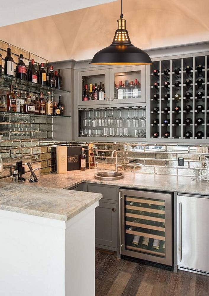 Amabao Lighting, Black Finish Metal Industrial Plug in Ceiling Pendant Light with On / Off Switch, Bulb Not Included (2-Pack) - - 