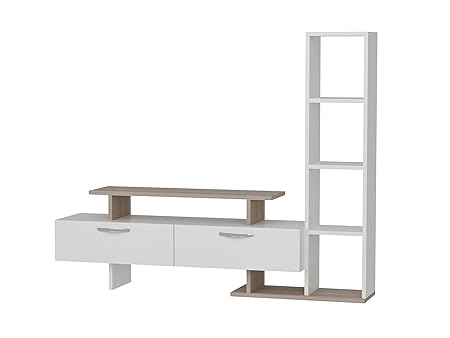 Alphamoebel TV Board Lowboard Fernsehtisch Fernsehschrank Sideboard, Fernseh Schrank Tisch für Wohnzimmer I Weiß Cordoba I Mi