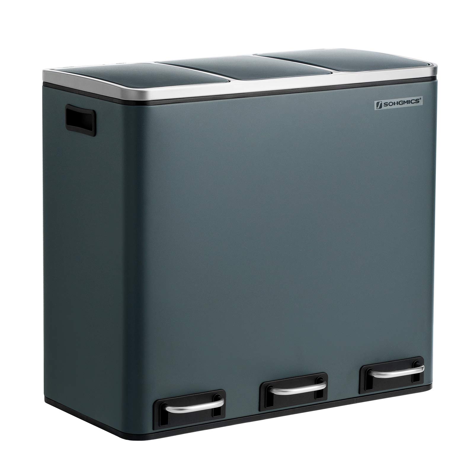 Buy SONGMICS Recycling Bin, 3 x 18 L Triple Kitchen Bin, 3 Compartment