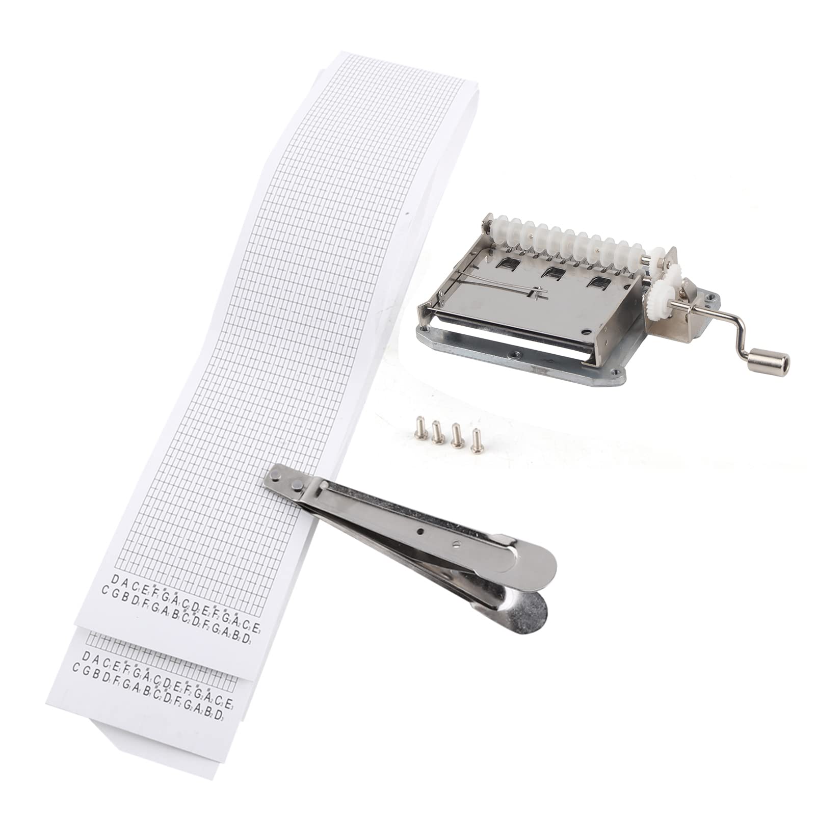 FTVOGUE 30-Note Hand Crank Music Box with Part Puncher 3Pcs Blank Strips