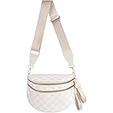 Black and White Checkered Crossbody Bag Bum Bag for Women,Spacious Checkered Purse Fanny Packs Belt Bag