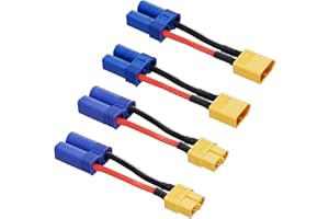 Laisomeke 4pcs XT60 to EC5 Male Female Adapter, XT60 to Male Female EC5 Connector Adapter with 50mm 14AWG Wires for RC LiPo Battery Connectors (4pack)