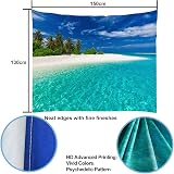 YISURE Tropical Paradise Beach Tapestry 150x130cm Palm Tree Ocean Decor view 5