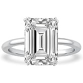 PAFIDDY 5 Carat Elongated Emerald Cut Engagement Rings for Women, S925 Silver Cubic Zirconia Solitaire Ring, Elegant 5A CZ Wedding Jewelry Gift