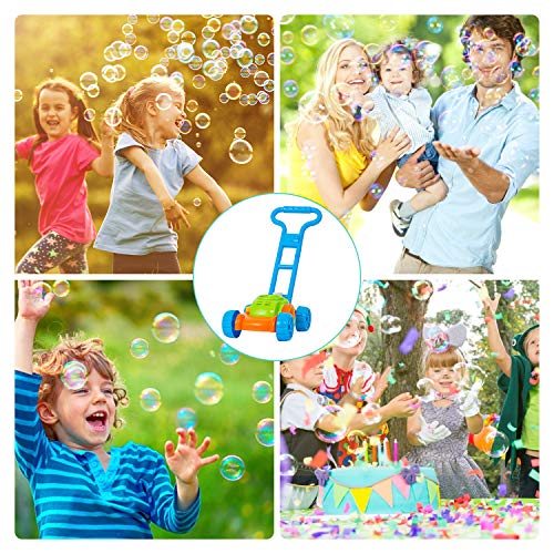 Oak Leaf Bubble Mower, Kid Lawn Mower Machine Outdoor Push Toys with 3 Bubble Solutions (12oz and 24oz) and 3 Bubble Sticks, for Kid Baby Toddler - Thumbnail 2