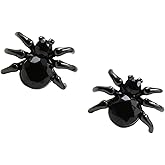 Minimalist 925 Sterling Silver Stud Earrings Punk Black Spider Stud Earrings (1 pair)