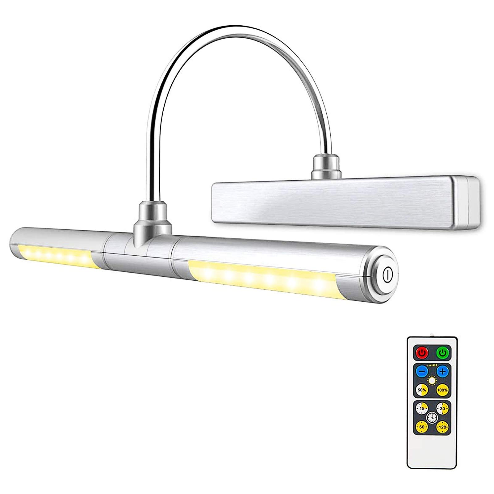 HONWELL Picture Light Remote Control AA Battery Operated Wall Lights with 180 Degree Swing Arm and Brightness Dimmer Indoor Using [Energy Class A+++]