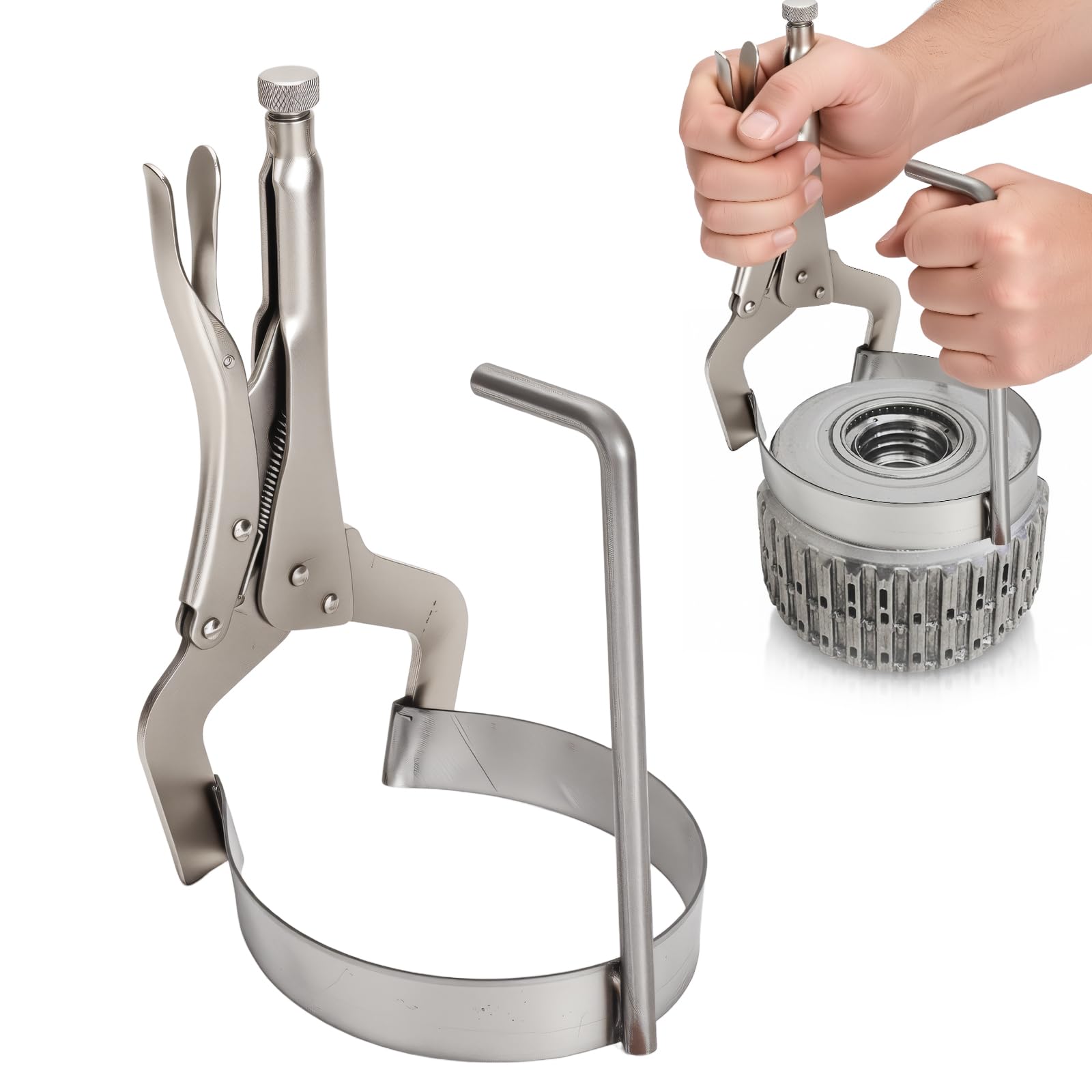 Photo 1 of CHENNTAI T-47781AC Clutch Drum Tool, for 6L50E 6L80E 6L90E, 3-5-Reverse & 1-2-3-4 Drum Removal Install Tool, Heavy-Duty Stainless Steel Compression Clamp