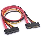 PIIHUSW 22 pin SATA Extension Cable (30cm) | 7+15 Sata Male to Female Data and Power Extender