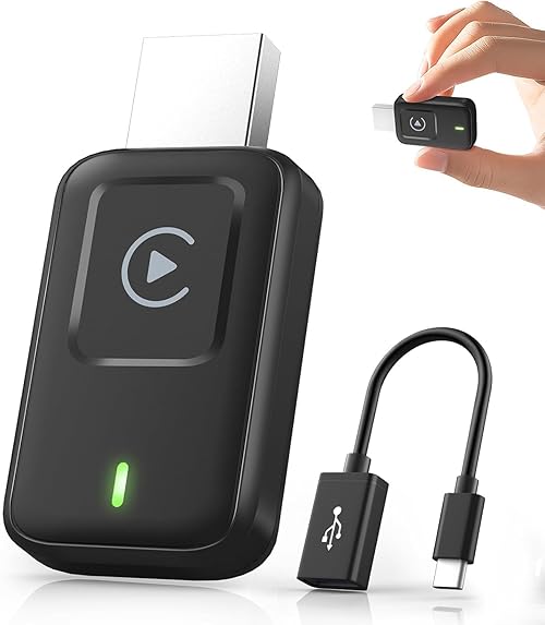 CarPlay Adapter, Convert Wired to Upgrade USB Wireless CarPlay Adapter for Wireless Control Plug and Play Compatible with Cars from 2016 and Apple iPhone iOS 10+,Black