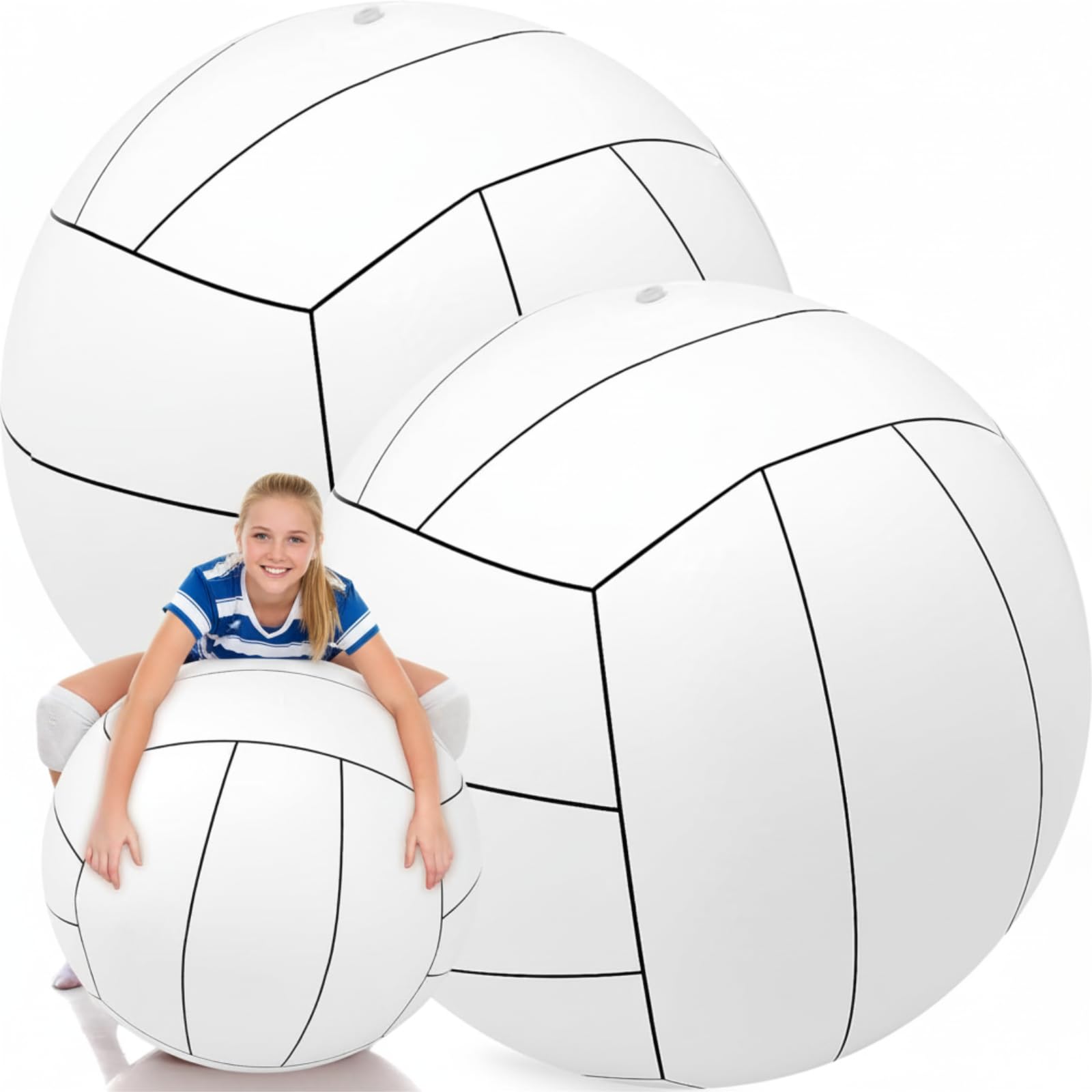 Photo 1 of Libima 2 Pcs 2 Pcs 27 Inch Giant Inflatable Volleyball Large Sports Ball Beach Summer Swimming Pool Accessories for Outdoor Party Activity Themed (Classic)