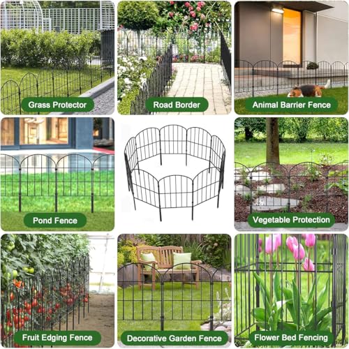 Decorative Garden Fence 10Pcs Metal Wire Fencing Border, Rustproof Arched Flower Plant Edging Border Durable Animal Barrier Dog Rabbit Pet Section Panel Fence for Landscape Patio Yard Decor, 60*330cm
