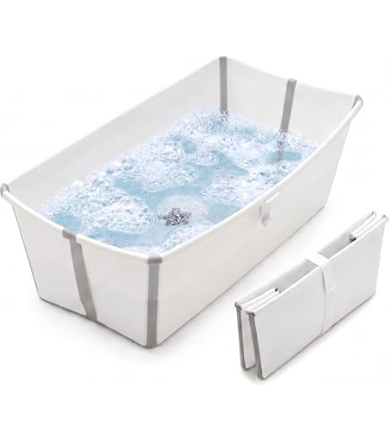 Amazon.com: Stokke Flexi Bath Portable Baby Bathtub Bundle with  Heat-Sensitive Plug and Newborn Baby Bath Support, White Grey : Baby