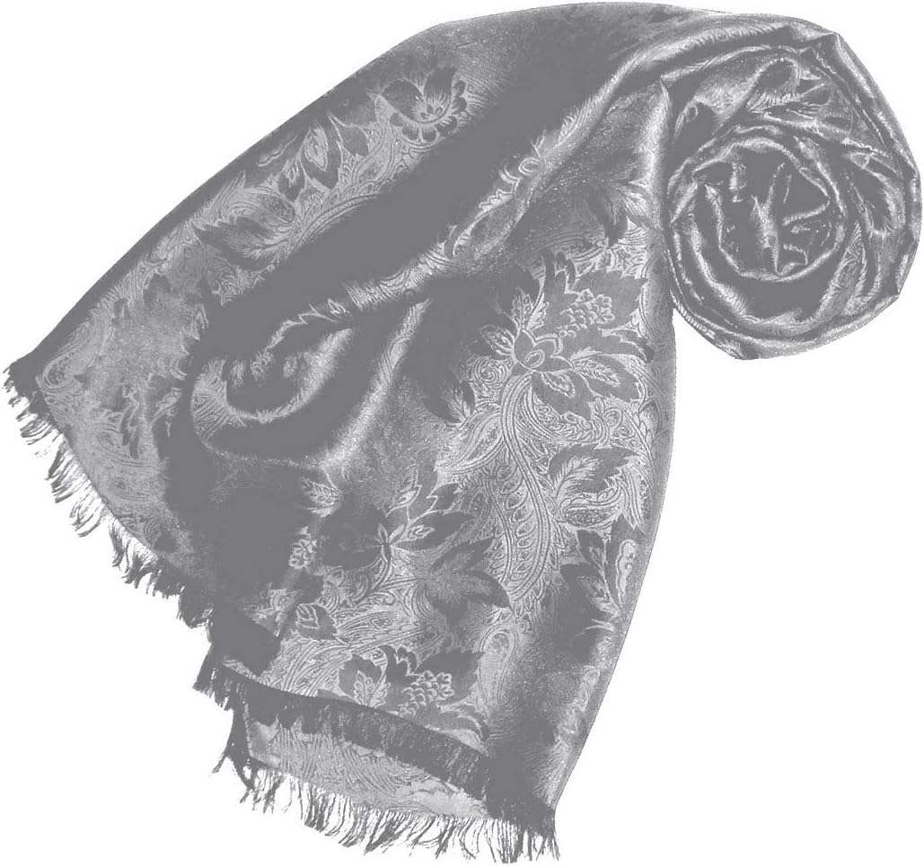 Lorenzo Cana Luxury Scarf - elegant woven scarf in damask weave with floral paisley pattern in viscose with silk 55 cm x 190 cm