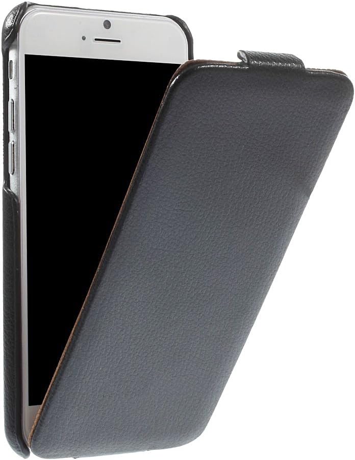 iPhone 6S 6 Flip Case Genuine Leather Slim Protective Cover Black inc 2 Clear Screen Shield