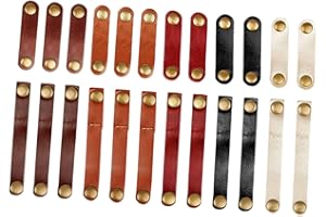 TEHAUX Leather Cable Organizer Straps 24pcs Data Cable Wire Fixing Clips Cord Wrappers for Earphone USB Cord Management in Mu