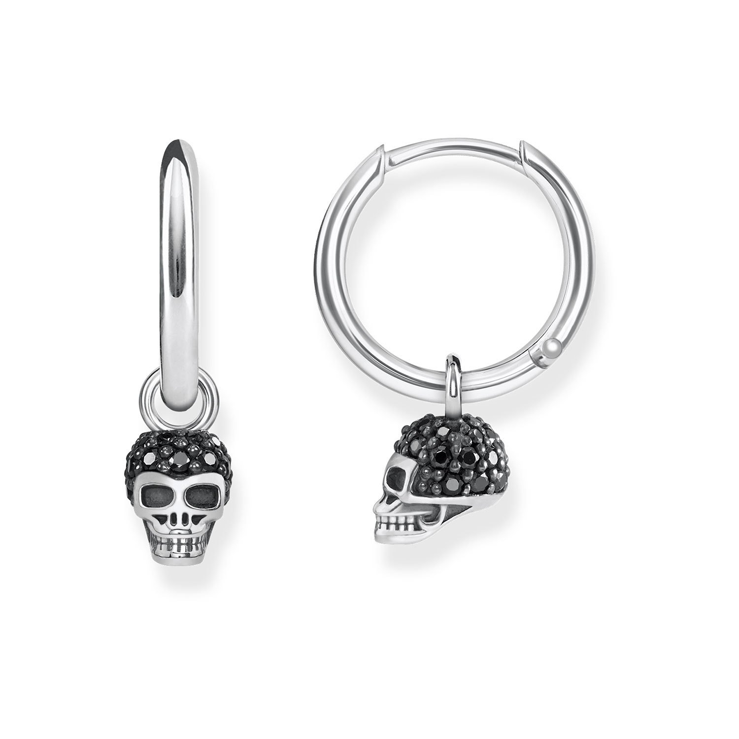THOMAS SABO hoop earrings skull 925 Sterling Silver, Blackened