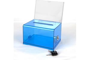 Edlike Donation Ballot Box with Lock - Secure Suggestion Box Perfect for Business Cards (6.25" x 4.5" x 4") blue
