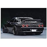 Jdm Car Black R32 Drift Art Car Posters & Prints Car Canvas Wall Art Living Room Decor for Men Aesthetic Paintings Pictures Wall Decor Framed Unframed 12x18inch(30x45cm)