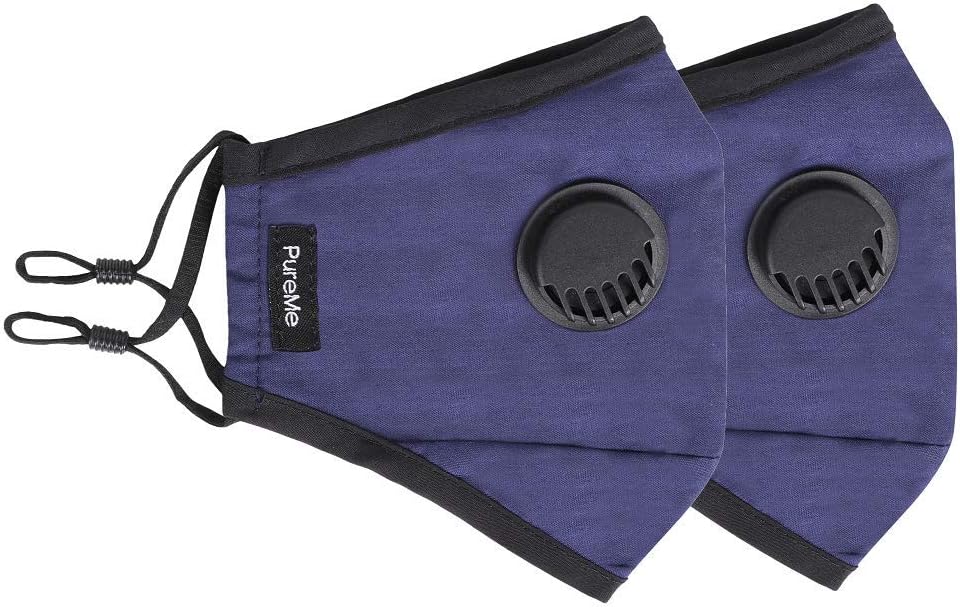 PureMe Reusable and Washable N95 Anti Pollution Dust and PM2.5 Bike Mask with 4 Activated Carbon Filters (Dark Blue Pack of 2)
