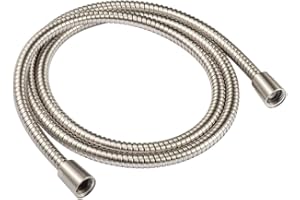 JAKARDA 72-inch Extra Long Brushed Nickel Shower Hose Replacement, 304 Stainless Steel Made Long Hand Held Shower Hose With Brass Fitting (72-inch, Brushed Nickel Finish)