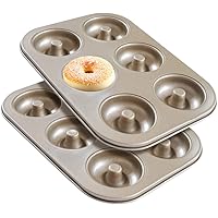 Beasea Donut Pan Set of 2, Nonstick Small Mini Donut Baking Pans, Carbon Steel Donut Baking Tray Bagels Mold for 6 Donuts
