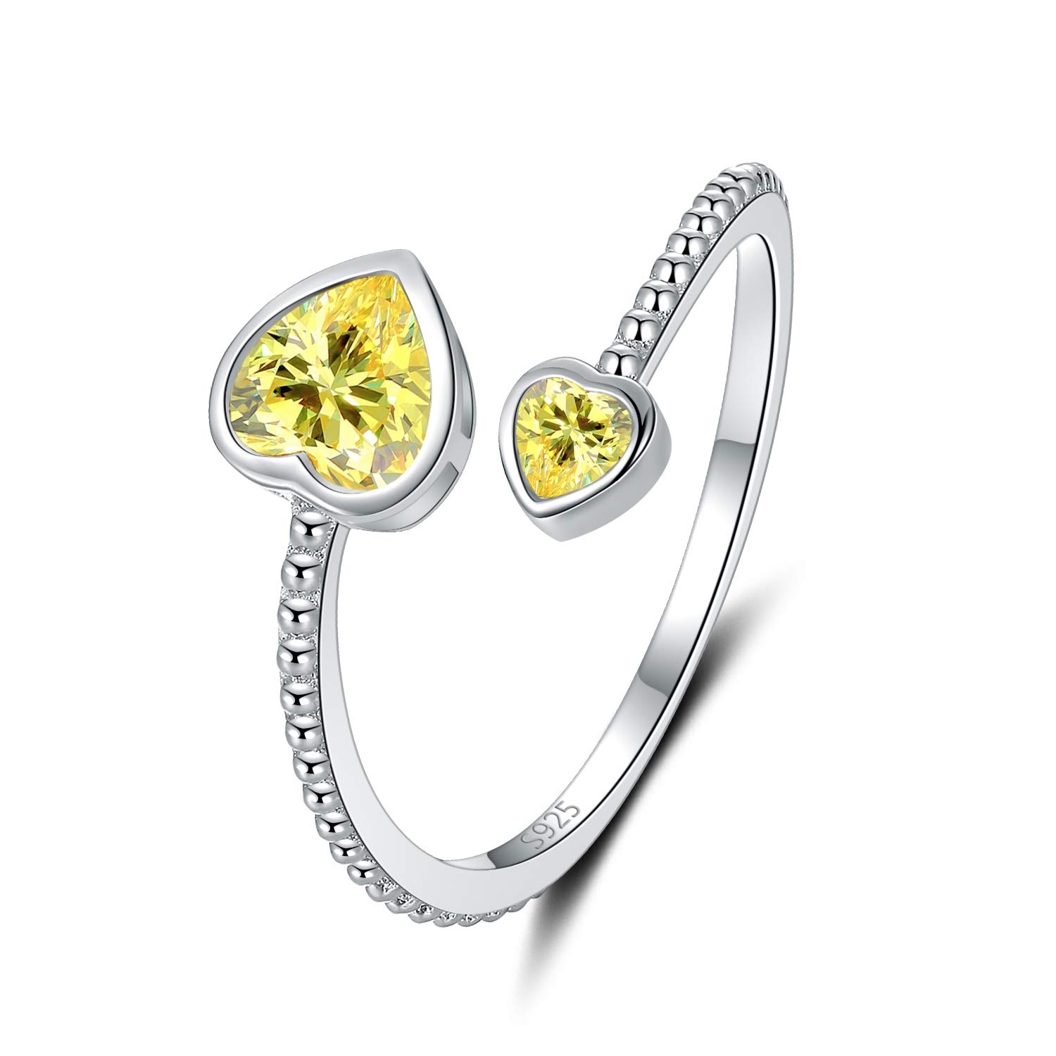Step Forward Christmas Gifts Grils Ring Sterling Silver November Yellow Heart Birthstone Birthday Gifts Jewelry for Friend or Daugther or Kids