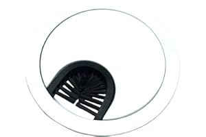 DESUNIA Gloss White Metal Cable Grommet | 2 Piece "Lock in" Feature with "Brush" Opening for Management of Office & Computer Desk Wires | 60mm (2 3/8") Hole Opening | 5 Pack