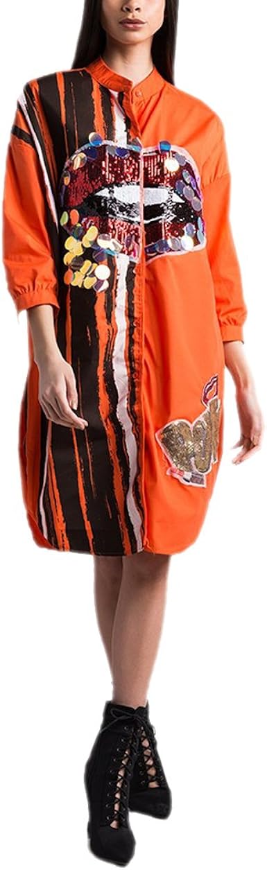 Sequin long sleeve shirt dress Clearance