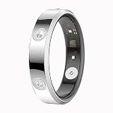 Yihou Smart Ring for Women Fitness Ring Health Ring with Diamonds Fitness Tracker with Heart Rate Sleep Monitor No Subscription Fee for Android iOS Silvery 10#