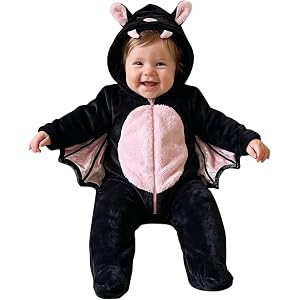 Newborn Baby Halloween Bat Costume Fuzzy Warm Zip Up Long Sleeve Hooded Footie Jumpsuit Infant Cosplay Outfit