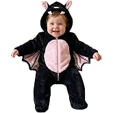 Newborn Baby Halloween Bat Costume Fuzzy Warm Zip Up Long Sleeve Hooded Footie Jumpsuit Infant Cosplay Outfit