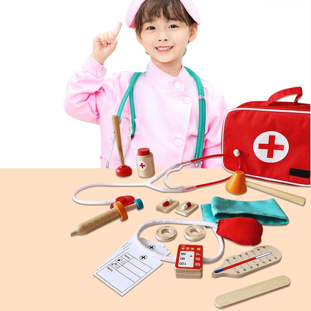 Celiy Wooden Medical Kit Doctor Pretend Roles Play Toy Set Kids Game Gift, Toy St. Patrick Easter Gifts