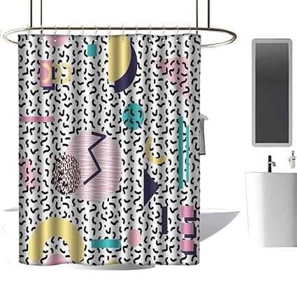Amazon Com Wixuewu 90s Shower Curtains Black With Red Geometric