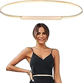 Gsbnjuy Skinny Metal Cinch Belt for Dress Fashion Retro Stretch Thin Waist Belt with Metal Buckle Gold Waistband Elastic Chain Belts for Women Girls